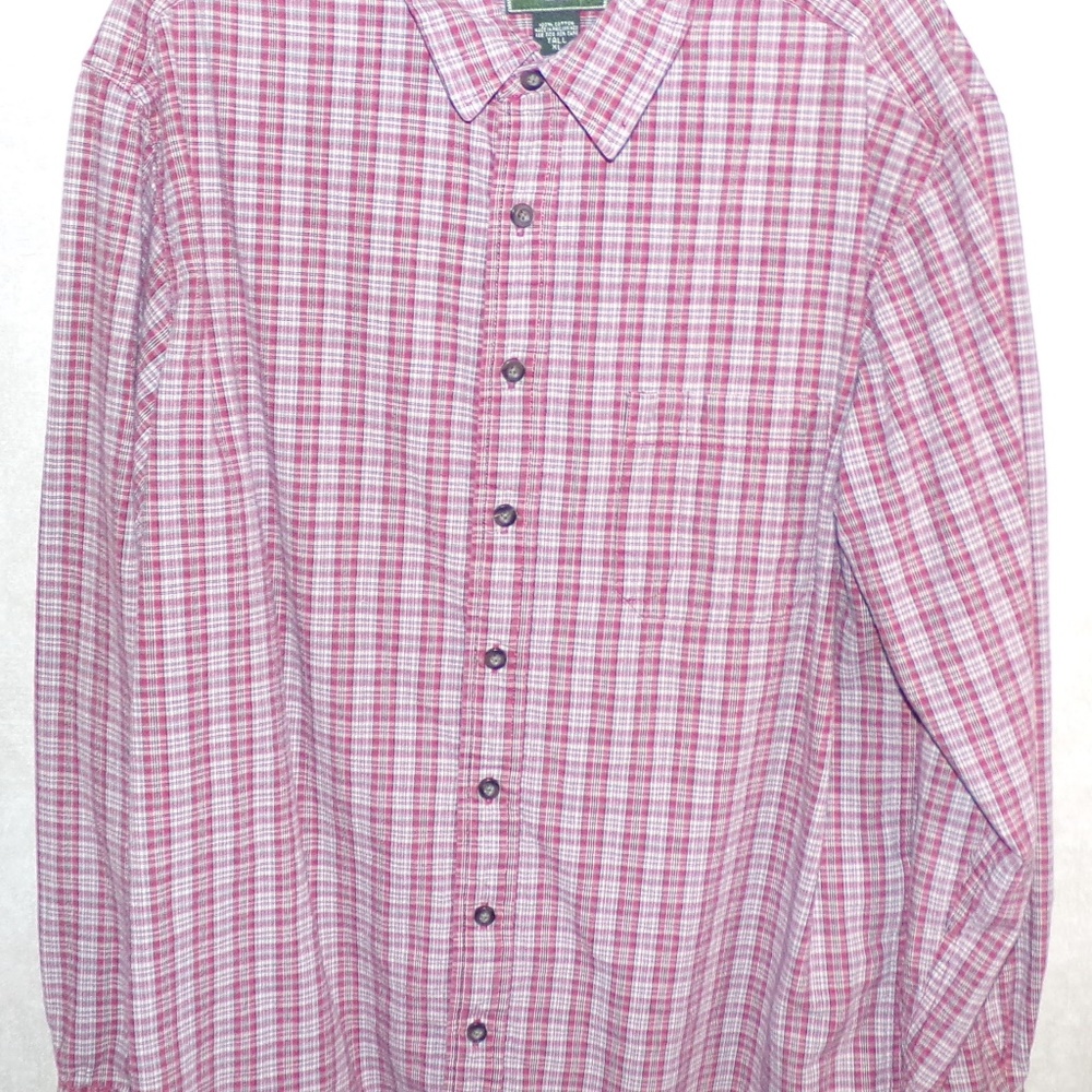 Eddie Bauer Tall XL Red Plaid Collared Shirt